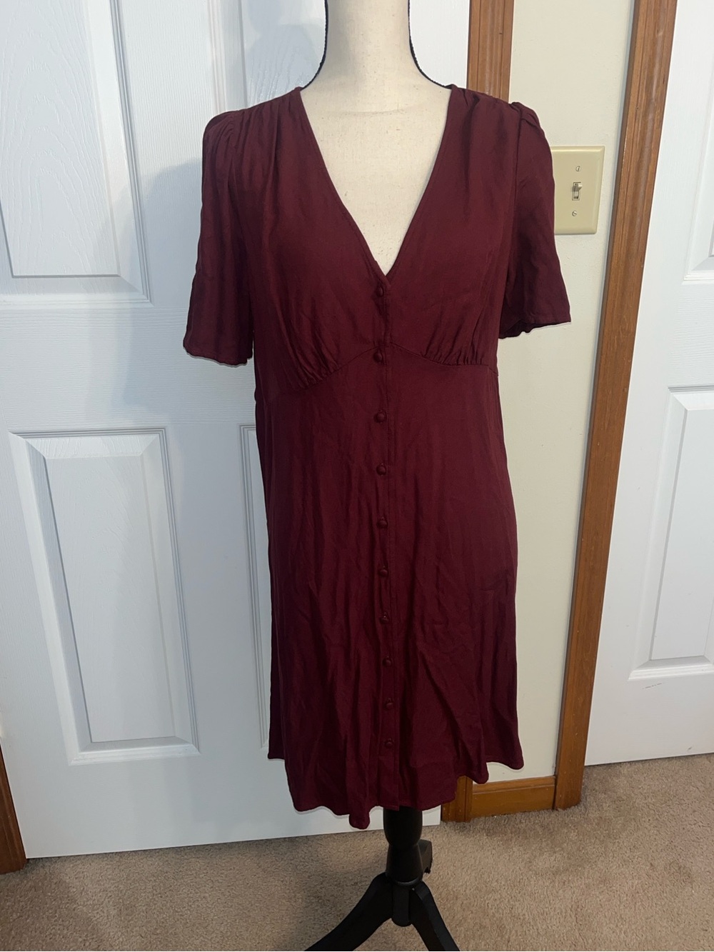 Old Navy Maroon Button Up Dress